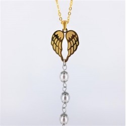 Collier AILES D'ANGE et perle Swarovski blanche CHAINE OR